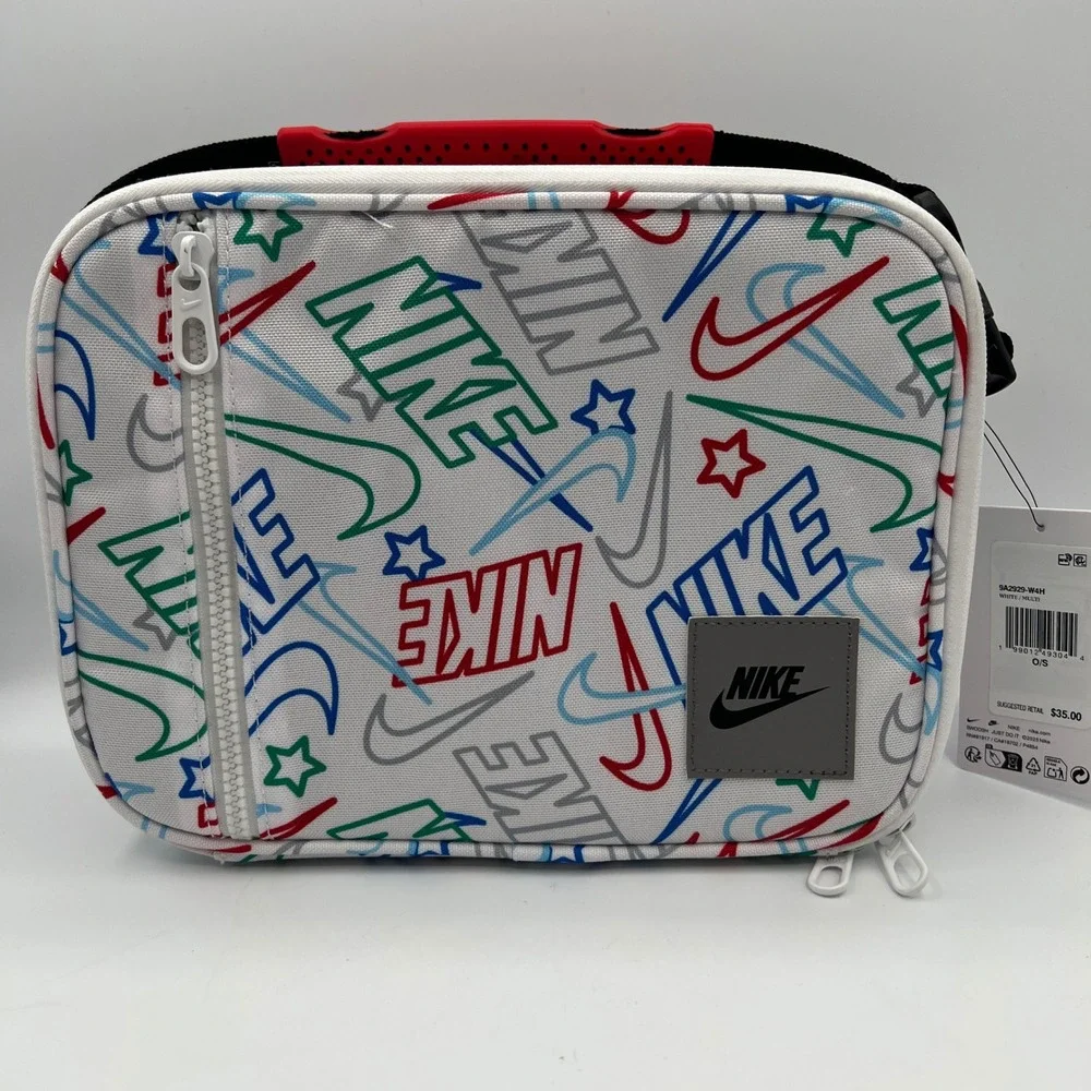 Nike Hard Shell Lunch Box White Multi Logo Print 9A2929-W4H NEW